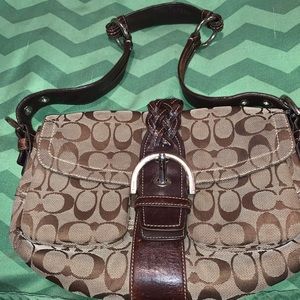 Coach Signature “C” Leather trim Shoulder Bag